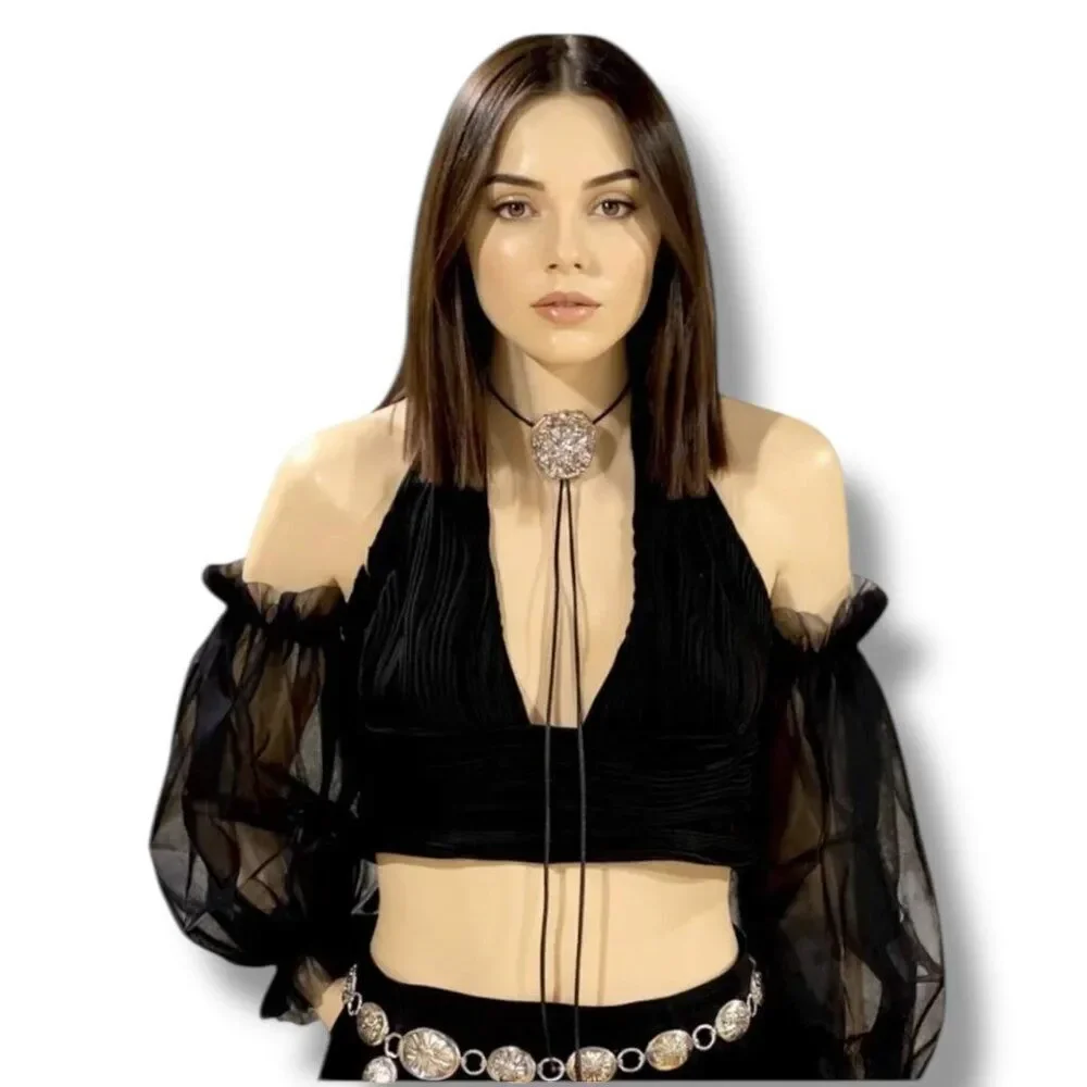 Black Long Tulle Puff Ruffle Arm Covers Sleeves OSFM NWT